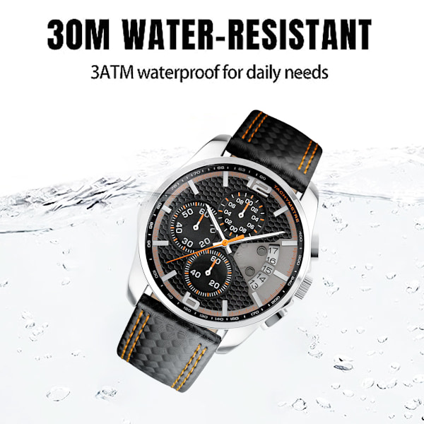 Herrar Klockor Läderband Sport Mode Klänning Casual Analog Kvarts Chronograph Fader Presenter Armbandsur, Urtavla diameter 46mm