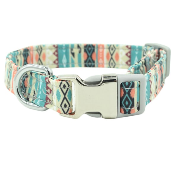 Colorcoco hundhalsband med metallspänne, justerbart halsband med grönt Paisley blommönster