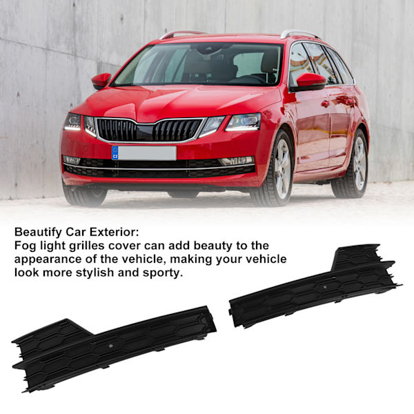 1 Par Tåkelysgrill 5E0807681F Frontfanger Venstre Høyre Tåkelysgrill for Octavia 5E Facelift 2017 til 2019