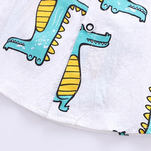 Pojkdräkt Set Kortärmad Skjorta Shorts Cartoon Djur Mönster Barnkläder Set Ljusgrön 110cm/43.3in
