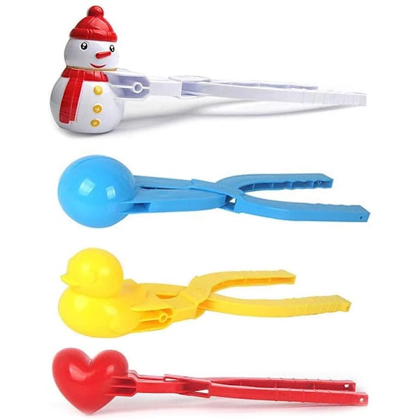 4-pack Snöbollstänger, Vinter Snöbolltillverkare Leksak, Snöbollspress, Snöbollstänger Hjärtformade Snöbollar, Perfekt Utomhuslek Snöleksaker för Barn