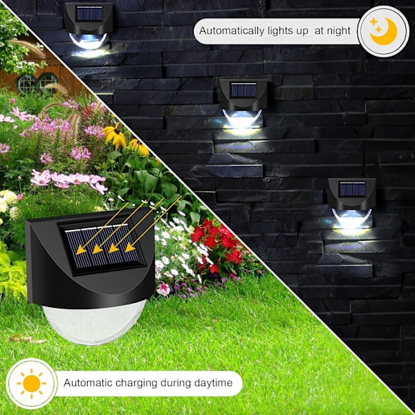 Solar Fence Lights，4Pack Wireless Ip65 Waterproof Solar Deck Lights Solar Step Lights Utomhuslampor för uteplats, trappor, stolpe, pool, bakgård och