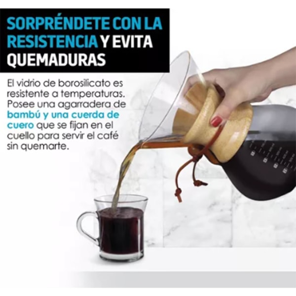 800 ml häll över kaffebryggare med högt borosilikatglas