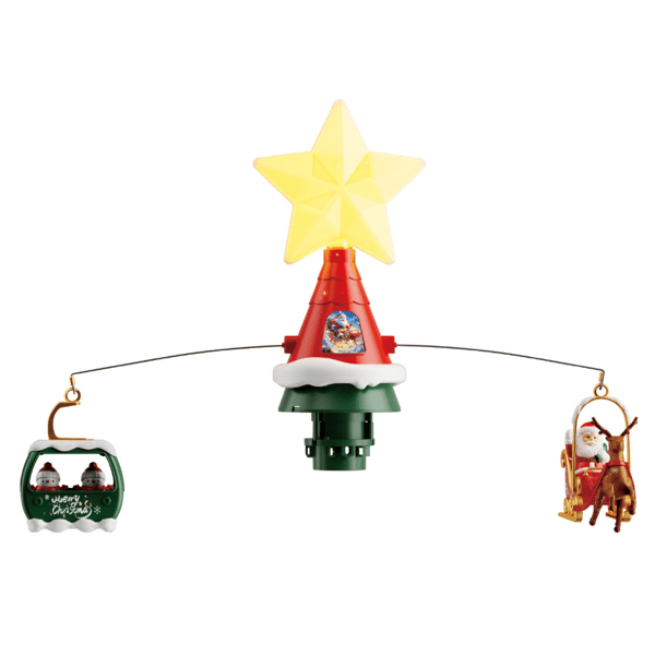 [Christmas Tree Topper] Automatic Rotating Christmas Tree Topper with Music Light & Star-shaped Light Display - USB Powered Spinning Holiday [TT] Variant