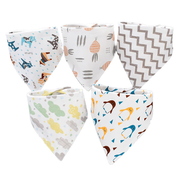 Organiska Bomullsbandana-Snuttefilt i Pastellfärger, 5-pack, Ensamma Färger för Pojkar och Flickor