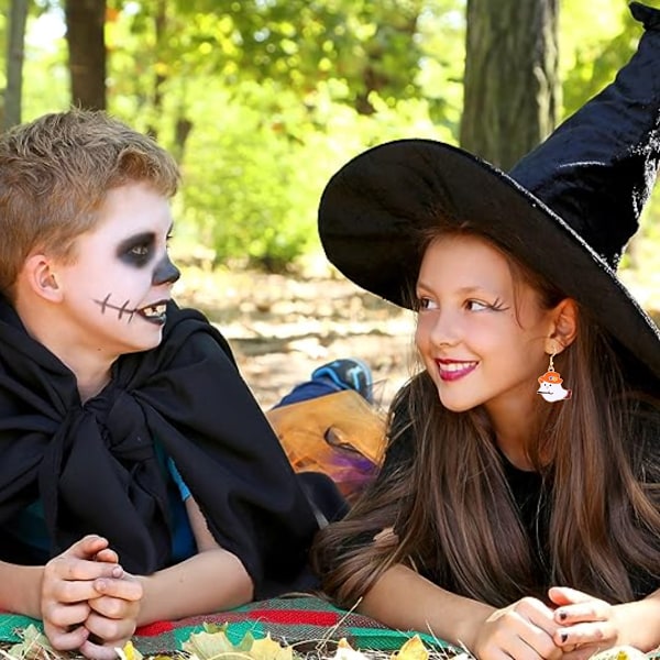 Halloween-örhängen med krok, pumpa och fladdermus, för flickor, semestergåvor