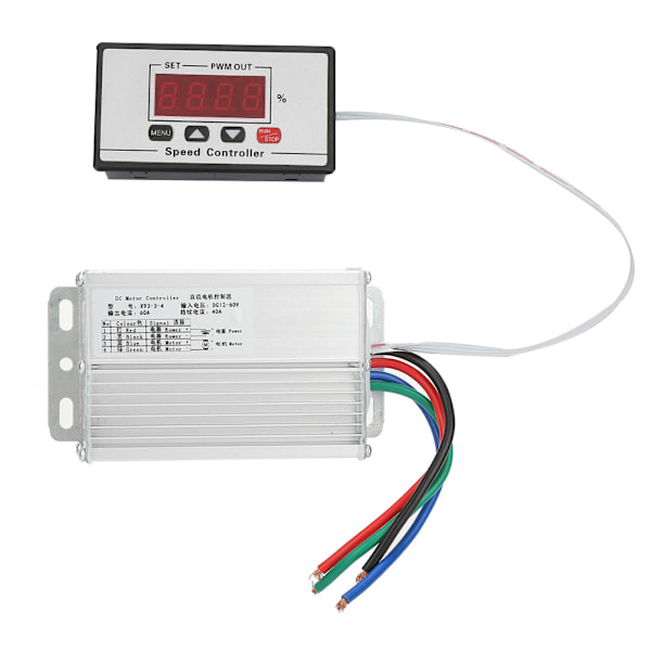 Digital Display DC Motor Hastighedsregulator 12~60V Motorhastighedsregulator 40A 60A
