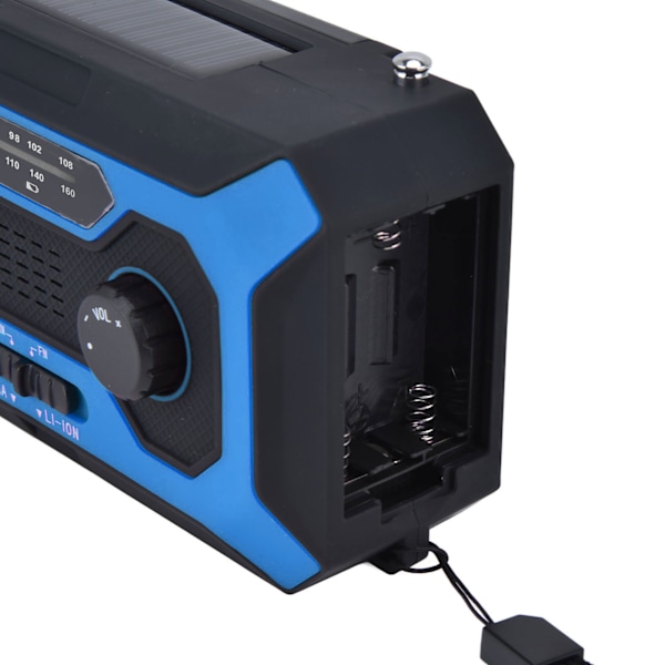 Håndsveiv Nød Væradio AM/FM Bytte Batteriindikator Lommelykt Solcelle Power Bank for Utendørs Camping Blå EU-Versjon