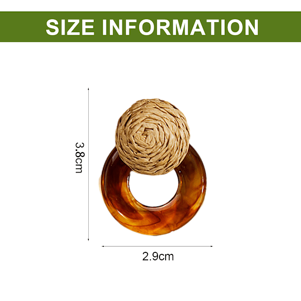 Raffia-kudotut korvakorut, hartsikorvakorut Rattan-korvakorut Olkikäämittyjä korvakoruja Kesäiset roikkuvat korvakorut naisille ja teini-ikäisille
