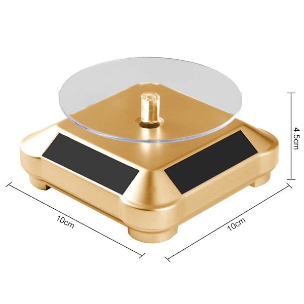 Solcelled Display Stativ Drejeskive, Batteri Dobbelt Brugt Roterende Display til Smykker Spinner Ur Hobby Samling Hylde