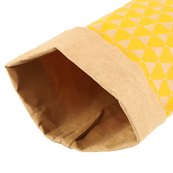 Gul Kraftpapirpose Blomsterpotte Deksel Beholder Hjem Oppbevaringspung (12*12*30cm)