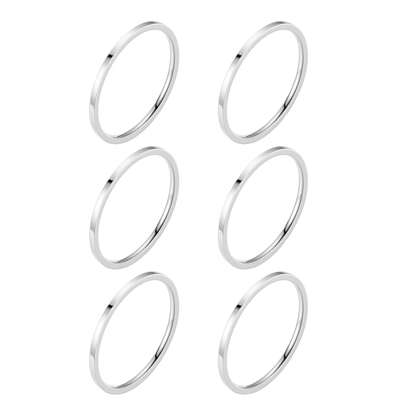 2 mm Titanring i Rostfritt Stål Smycken 6 st Knogringar för Kvinnor Band Stacking Ringar Storlek 4-9 Titan Rostfritt Stål i Guld/Ros