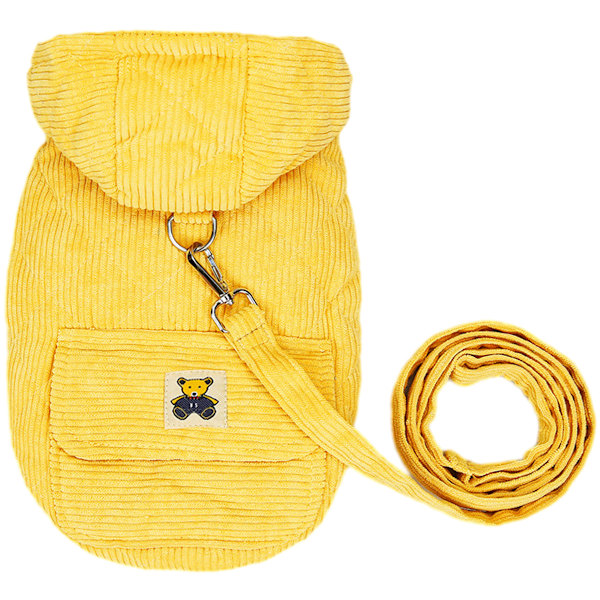 Hundtröjor för små hundar, fleece katthoodie kläder, vår vinter söt varm valps tröja, husdjur hundtröja (gul)