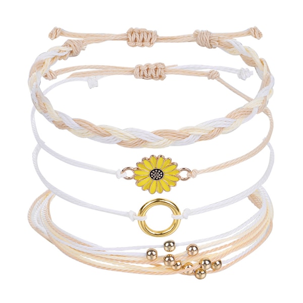 Litet Daisy armbandset, handvävt vaxpärlarmband