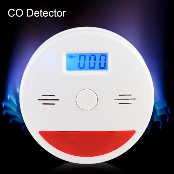 CO-kolmonoxiddetektorlarm Gasdetektering LCD-display Batteridriven