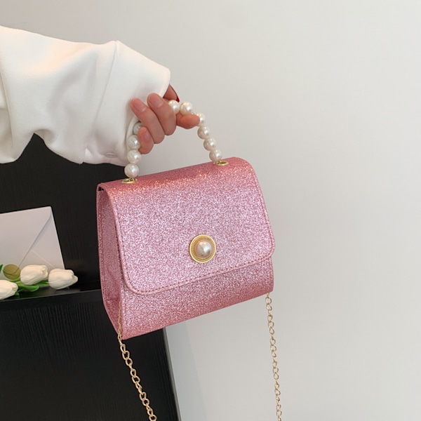 Lämplig för kvinnor dejting Pearl spänne mode liten väska handväska kedja axel crossbody väska.