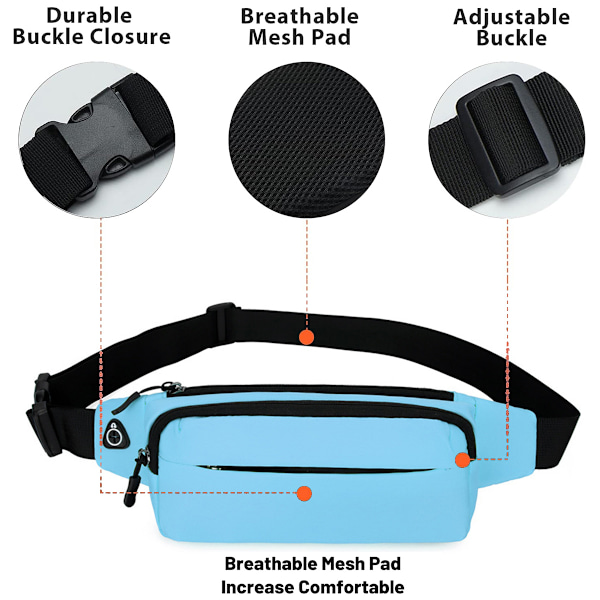 Stor Crossbody Fanny Pack för Kvinnor Män Bältesväska med 4 Ficka med Blixtlås för Resor Löpning Vandring Träning Hundpromenader Utomhus Sport Fiske Midja