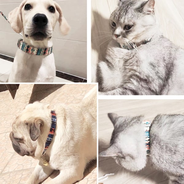 Hundekrave med snor, knude, bomuld, pige hundekrave, rem, sikkerhedsmekanisme i metal, justerbar hundekrave