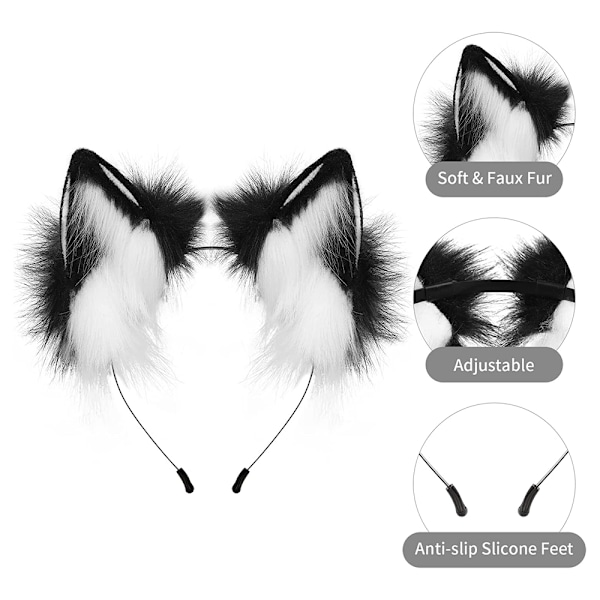 Håndlavet Faux Fur Ræv Ulveører Pandebånd Halloween Jul Fest Kostume Tilbehør