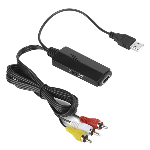 Universaali Mini AV - HDMI-sovitin pitkällä johdolla, korkean resoluution videomuunnin AV2HDMI