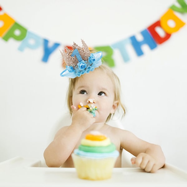 Baby Spetsblomma Krona 1-årsdag Hårband