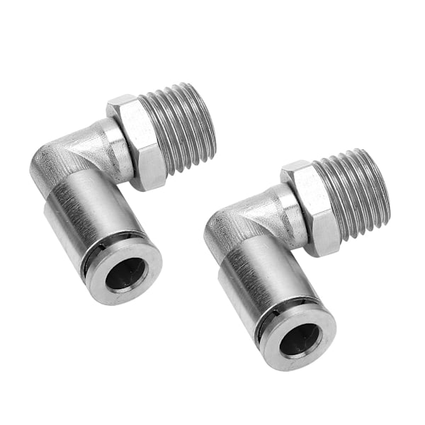 2 st All-koppar förnicklade 6 mm Pneumatiska Snabbkopplingar + 90 Grader BSPP Hantråd (1/4'')