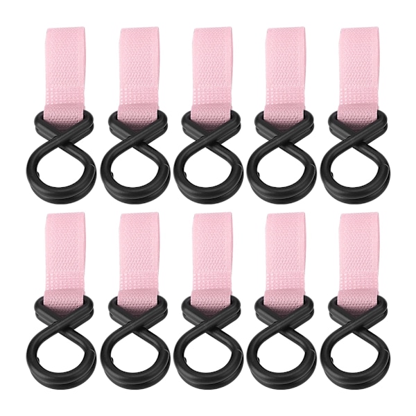 10 st/set Vagnkrok Multifunktionella Krokar Hängare för Babyblöjor (Rosa)