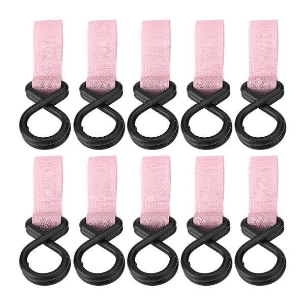 10 stk/sett Barnevogn Henger Multifunksjonskroker Henger for Babybleier (Rosa)