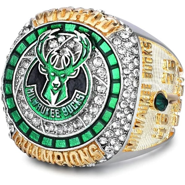 2021 Bucks Mesterskapsring Replika Basketball Champions Ring med Mesterskapsringboks for 'Milwaukee Antetokounmpo Fans Gave