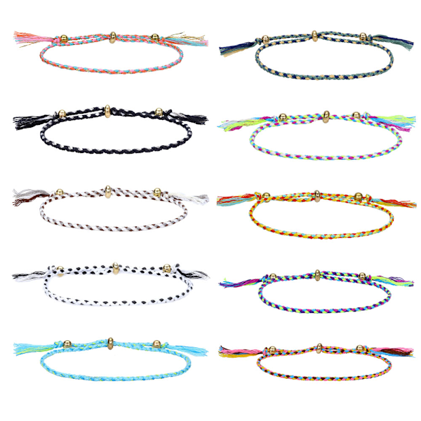 10 vävda armband för tonårsflickor, justerbart tjejflätat vänskapsarmband för kvinnor, smycken för män