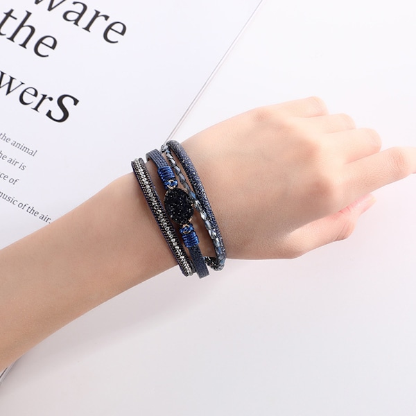 Vintage læder PU kant magnet spænde armbånd