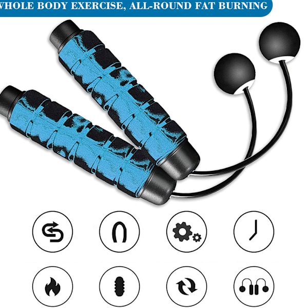 Viktad Trådlös Hopprep för Fitness, Boxningsträning, Hög Hastighet Hopprep för Små Utrymmen