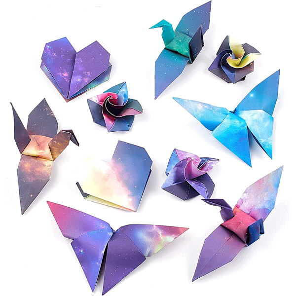 Stjärnhimmel Origami Papper 100 Ark 6 Tum Kvadrat Olika Färger på Båda Sidor Hantverk Origami Papper Konst