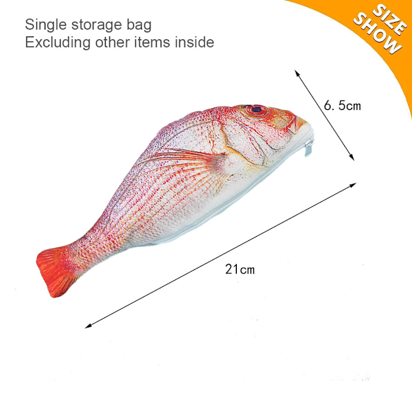 1 stk. Simuleret Fisk Pennepose Personlig Sjov Skrivebordspose Størrelse 21 * 6,5 cm