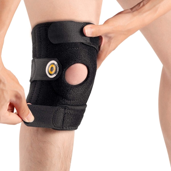 Knästöd, öppna patella-knästöd för kvinnor och män, knästöd för promenader, löpning, träning, vandring, knästabilisator för knäsmärta,