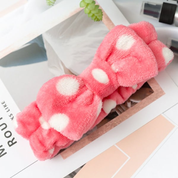 Damer Mode Sød Blød Fleece Sløjfe Bue Makeup Kosmetik Bruse Elastisk Hårbånd Hårbånd Hovedbånd