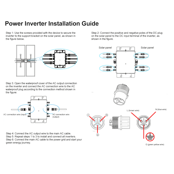 WVC 2000W Mikroinverter Solnätansluten Mikroinverter Solenergi Hushållsströmförsörjningssystem EU 100V‑240V