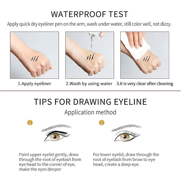 6 Färger Vattentät Ögonpenna Set Matt Långvarig Eyeliners Ögonmakeup Pennor, Retraktila