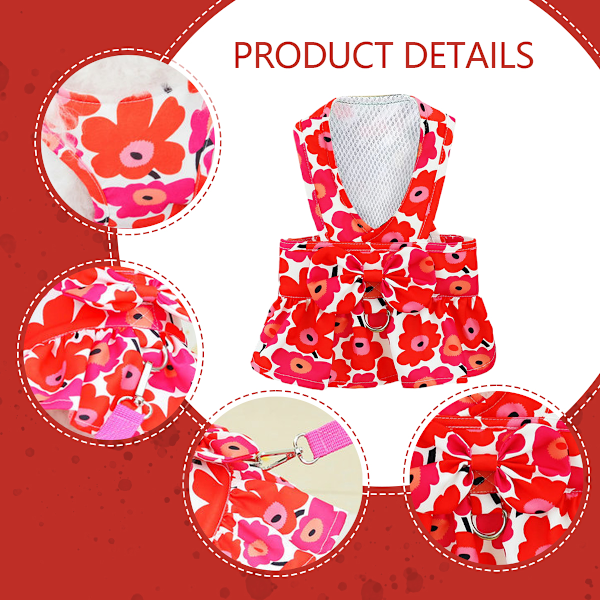 Koirien mekot pienille koirille, pentumekko, hameet, koiran rusetti, kukallinen mekko, pienen koiran prinsessamekko, kesäkoiran vaatteet pienille koirille, tytöille