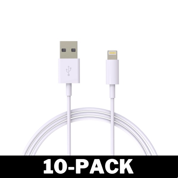 Lightning, Kabel, iPhone, Laddare, Vit 10-Pack