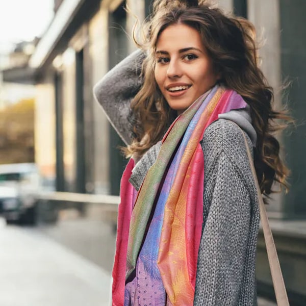 Jacquard bomullsscarf Dam färgglad etnisk vind resesjal Höst och vinter tofs bomull varm scarf