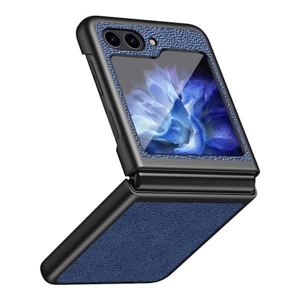 Galaxy Z Flip, Litchi Läder, Safirblå