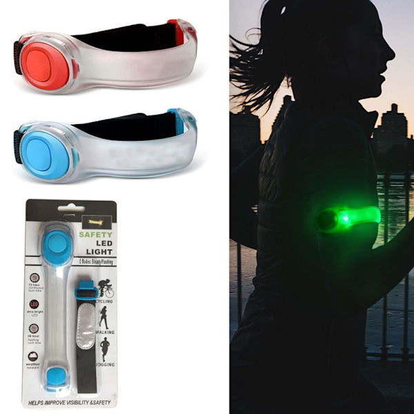 2 stk LED Nat Reflekterende Armbånd, PVC Oplyst Håndledsrem