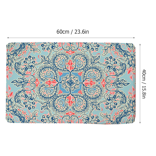Retro Blomster Stil Blød Flanel Dørmatte Køkkenmåtte Anti-Skridsikker Vandabsorberende Tæppe 40*60cm (3)
