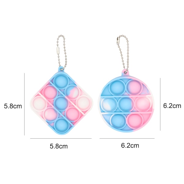 Mini Pop Leksak, Nyckelring Pop-Bubbla Sensorisk Leksak, för Barn Vuxna (2-pack)