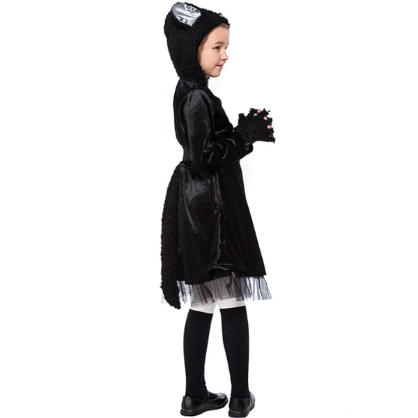 Svart katte-hettegenser for jenter Halloween-kostymer L