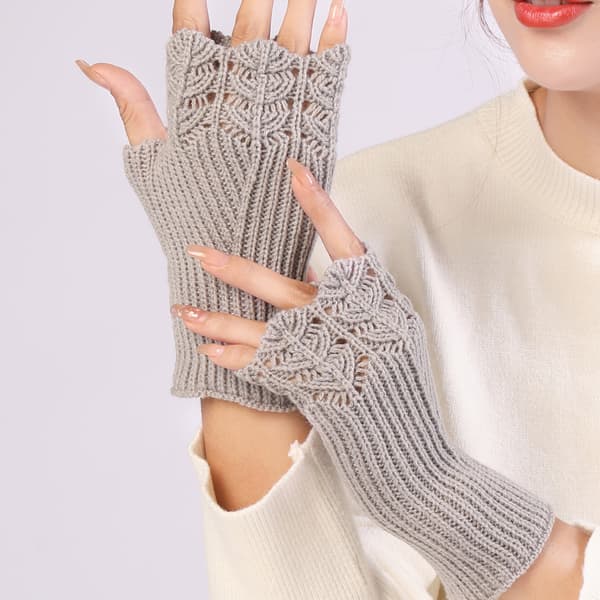 2 par Dame Vinter Armvarmere Varme Fingerløse Handsker Håndhæklede Combination 3