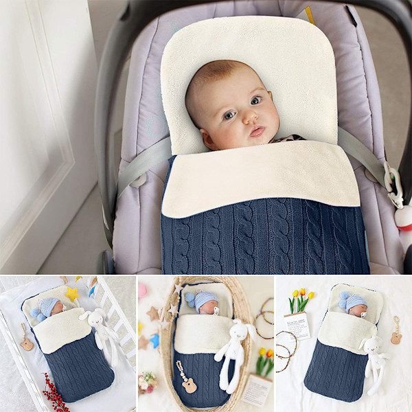 1 st Newborn Baby Swaddlefilt, Stickad Varm Fleecefilt Swaddle Sovsäck Väska Vagn Unisex Baby Sovsäck för Baby
