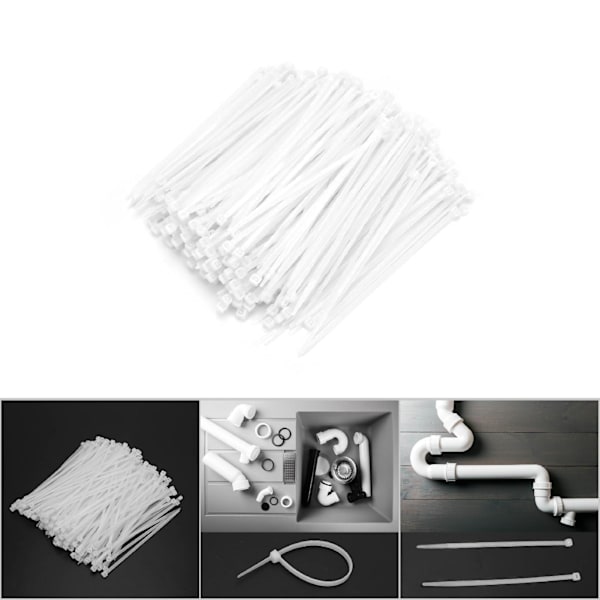 Hvit selvlåsing nylon kabelbinder Wire Tie Wrap Wire Cord Zip Tie Strap Bredde 2,7 mm (#1)