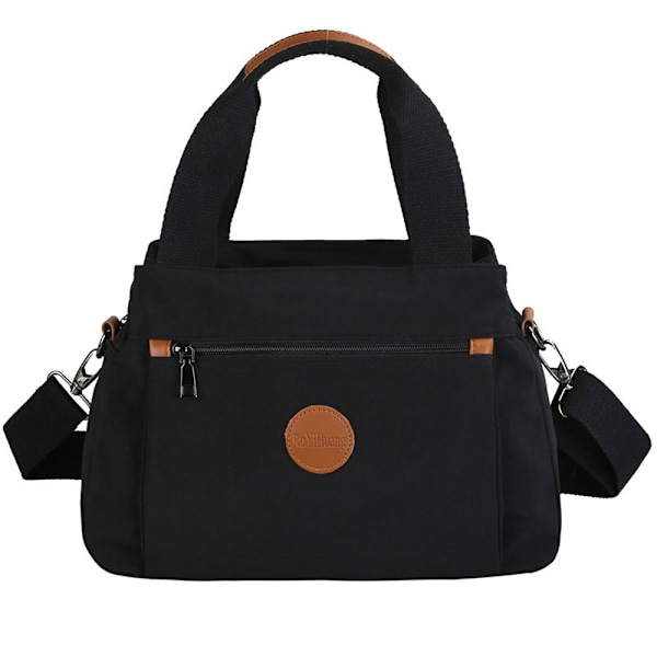 Damväska i Canvas, Vintage Arbetsväska med Flera Fack, Modeaxelväska, Casual Canvas Crossbody-Väska